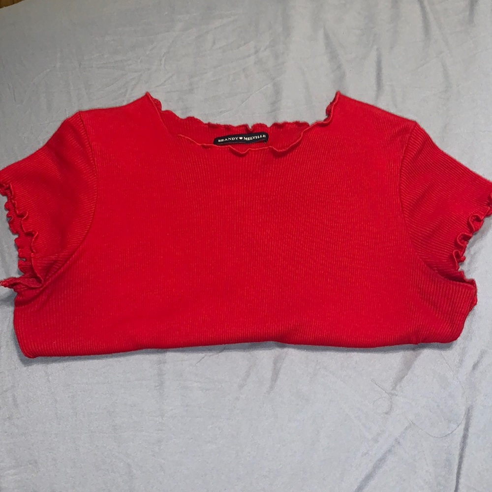 Brandy Melville red ruffle top